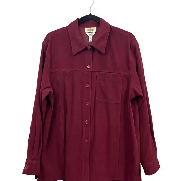 Talbots Womens 2pc Blazer Jacket and Skirt Faux Suede Button Long Sleeve Red M*